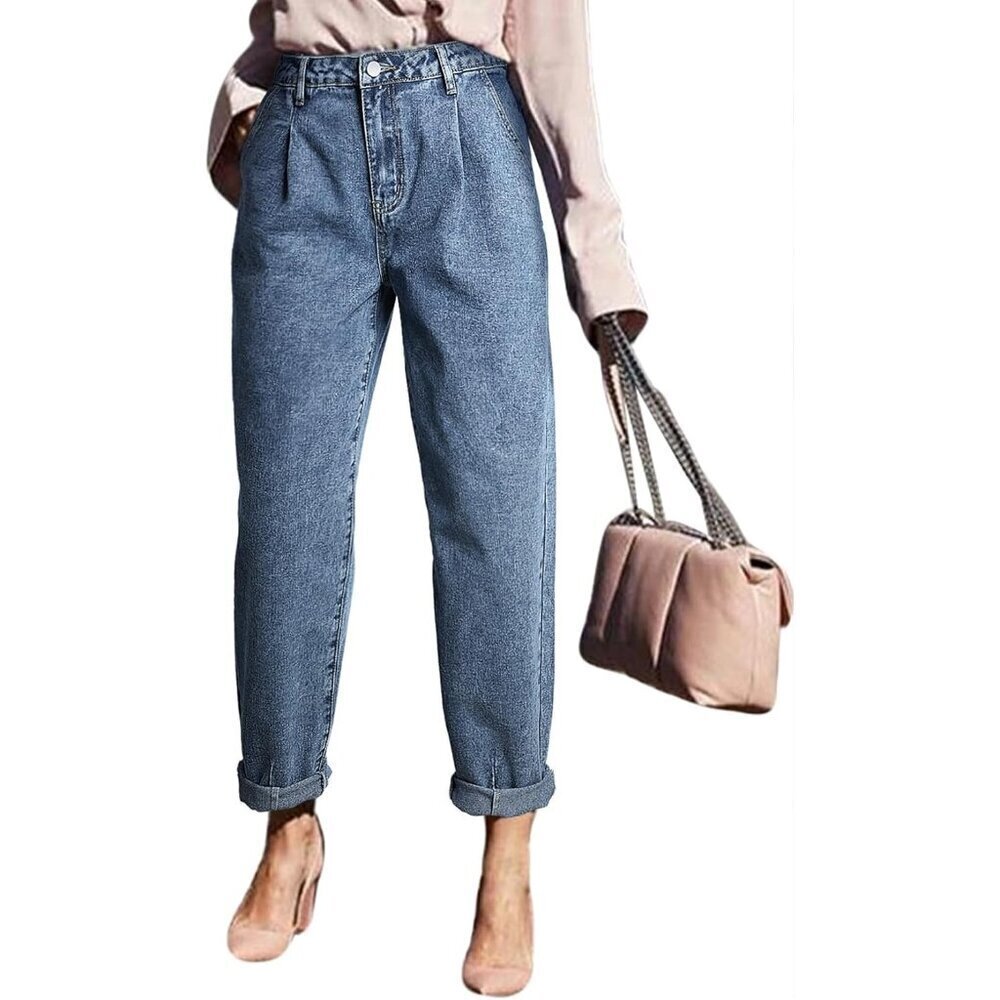 Womens High Waist Baggy Jeans Loose Denim Pants Size 16 Casual Fashion